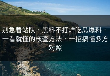 别急着站队 · 黑料不打烊吃瓜爆料 · 一看就懂的核查方法 · 一招搞懂多方对照