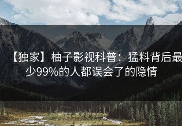 【独家】柚子影视科普：猛料背后最少99%的人都误会了的隐情