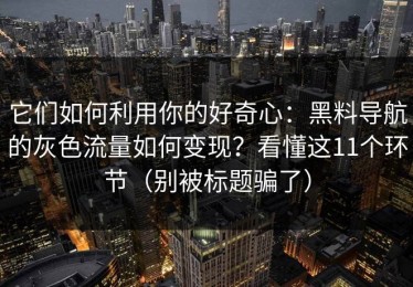它们如何利用你的好奇心：黑料导航的灰色流量如何变现？看懂这11个环节（别被标题骗了）